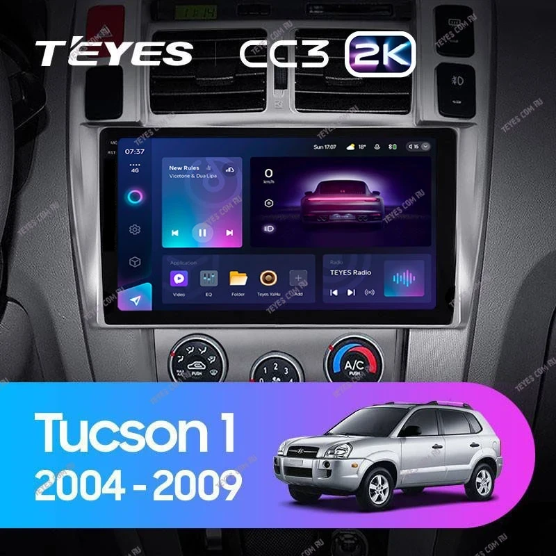Штатная магнитола Teyes CC3 2K 6/128 Hyundai Tucson 1 (2004-2009) F1