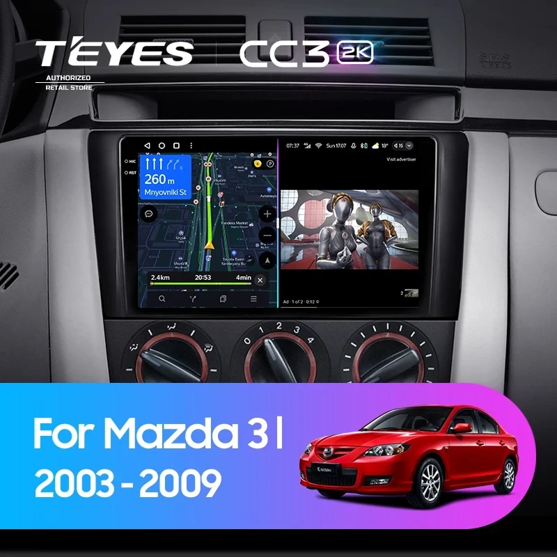 Штатная магнитола Teyes CC3 2K 6/128 Mazda 3 1 BK (2003-2009)