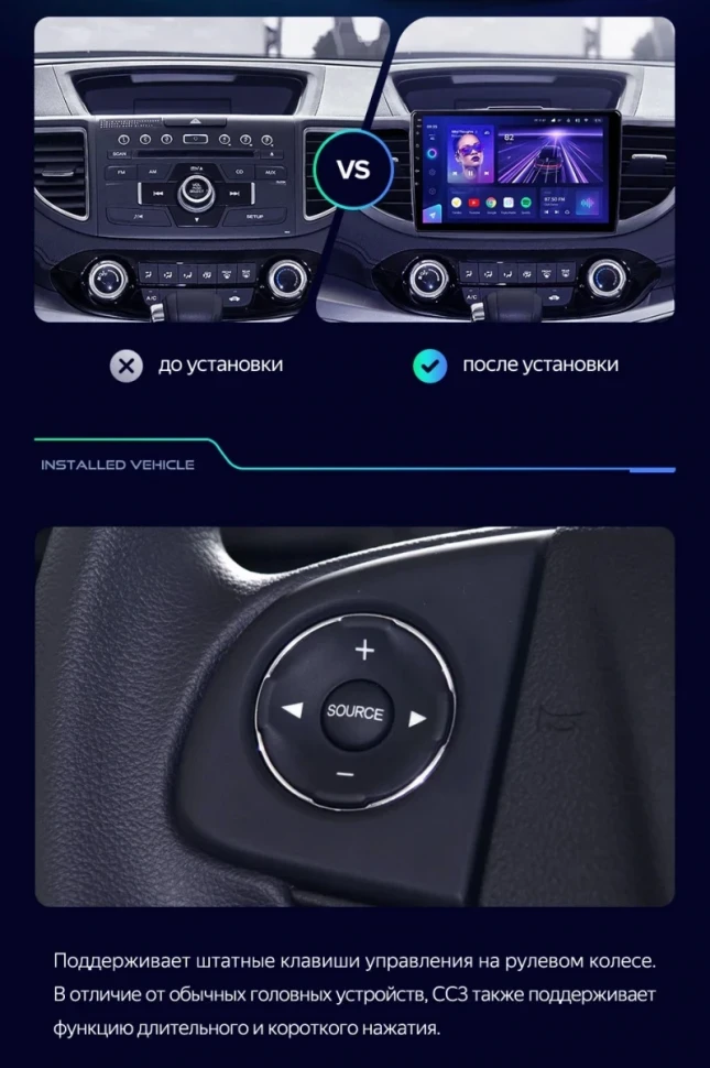 Штатная магнитола Teyes CC3 2K 360 6/128 Honda CR-V 4 RM RE (2011-2018) Тип-A