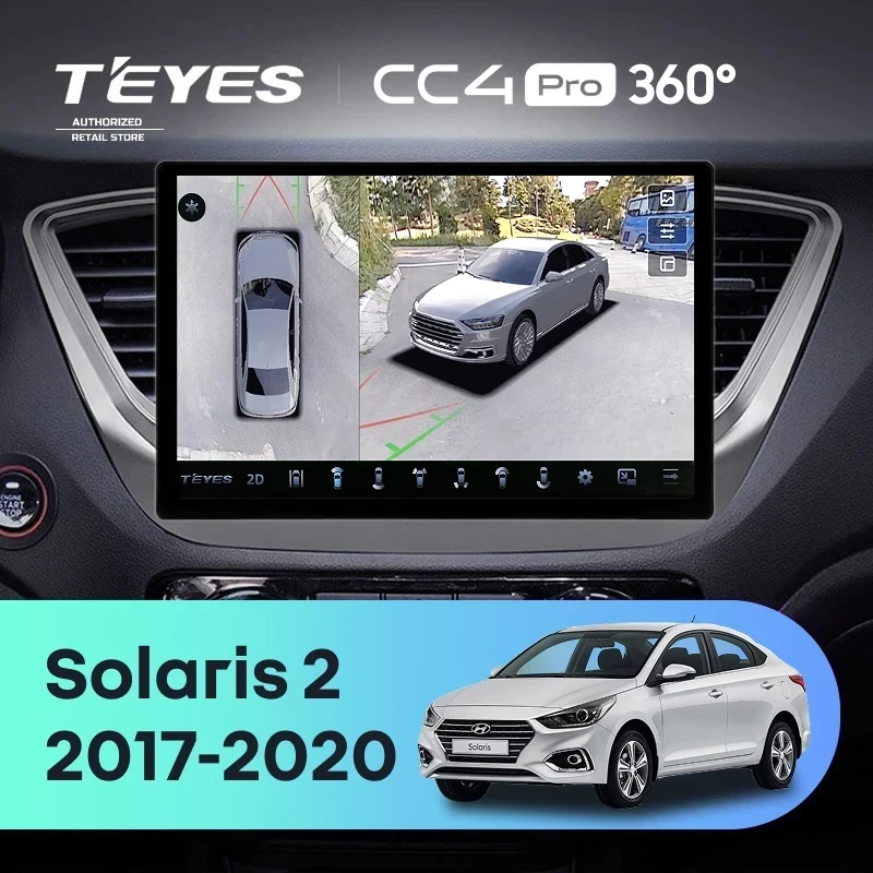 Штатная магнитола Teyes CC4 Pro 360 8/128 Hyundai Solaris 2 (2017-2020) F1 Тип-B (13")