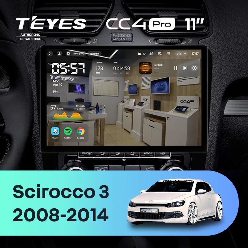 Штатная магнитола Teyes CC4 Pro 12/256 Volkswagen Scirocco (2008-2014) F1 (11")