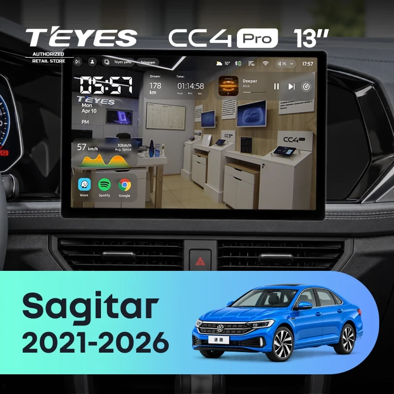 Штатная магнитола Teyes CC4 Pro 8/128 Volkswagen Sagitar (2021-2026) (13")