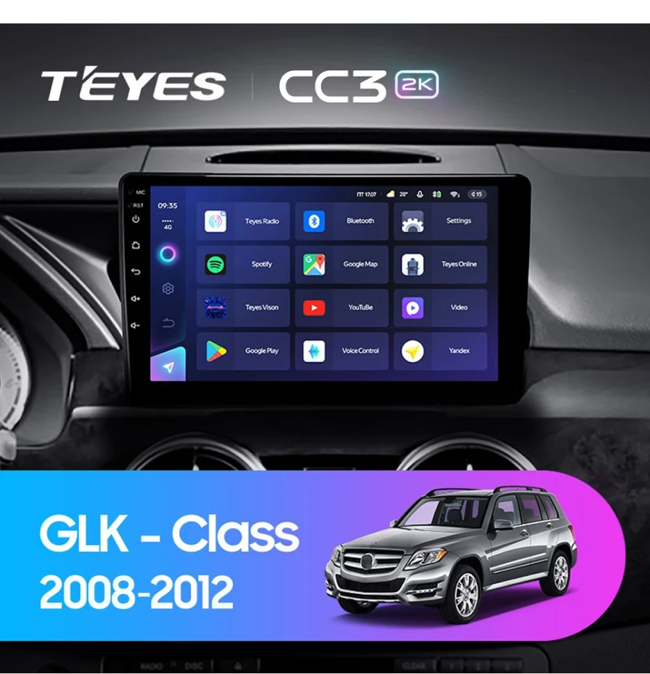 Штатная магнитола Teyes CC3 2K 4/64 Mercedes-Benz GLK-Class X204 (NTG 4.0) (2008-2012)