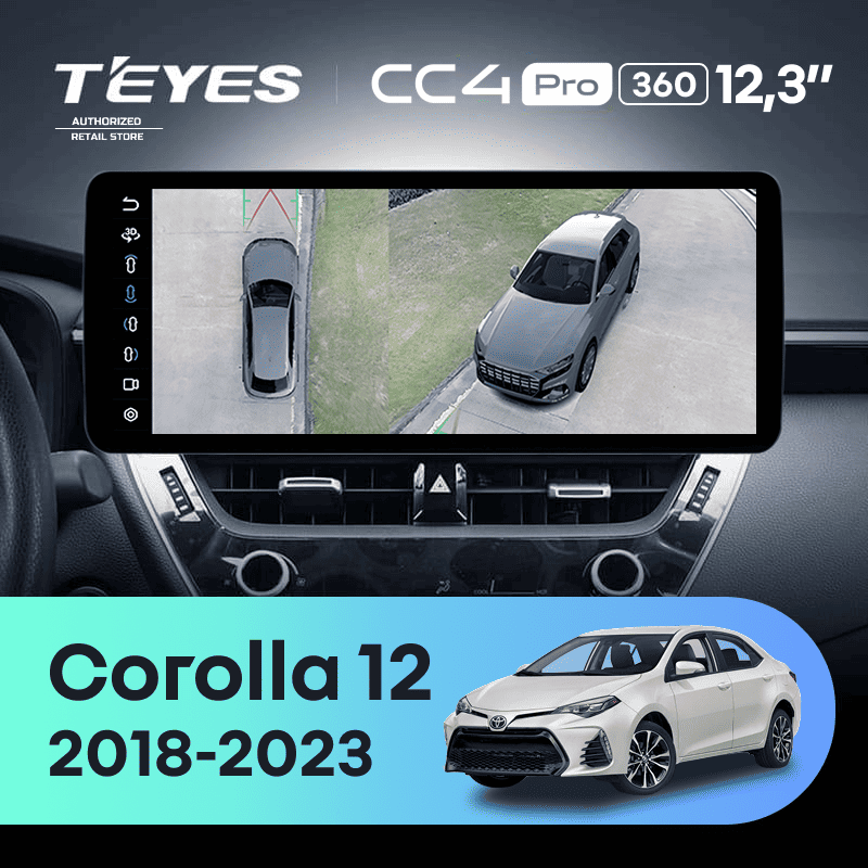 Штатная магнитола Teyes CC4 Pro 12.3" 360 8/128 Toyota Corolla 12 E210 XP210 (2018-2023) Тип-A