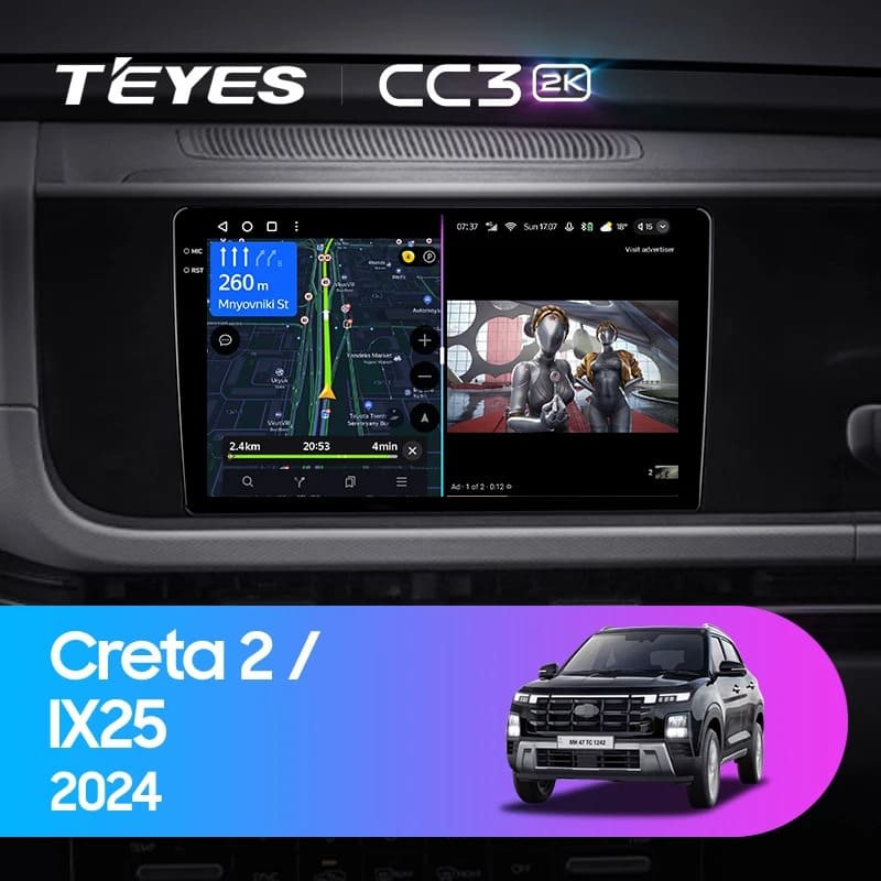 Штатная магнитола Teyes CC3 2K 4/32 Hyundai Creta 2 IX25 (2024-2026)