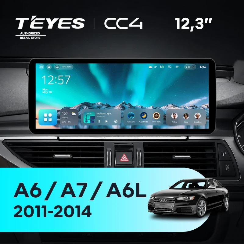 Штатная магнитола Teyes CC4 12.3" 6/64 Audi A6 C7 4 A6L (HN+R System) (2011-2014) Правый руль