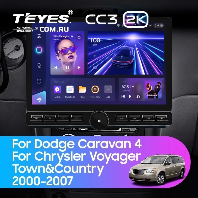 Штатная магнитола Teyes CC3 2K 6/128 Chrysler Town &amp; Country 4 RS (2000-2007) Тип-A (13" с кнопками)