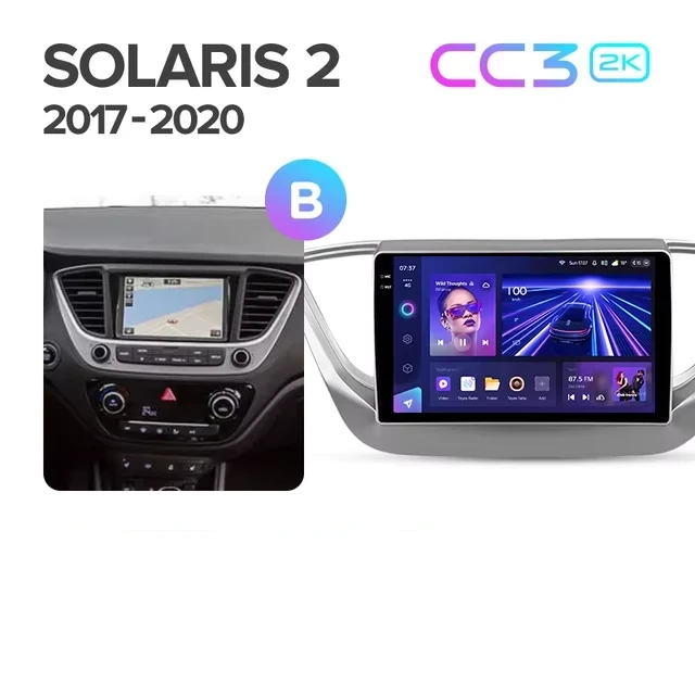 Штатная магнитола Teyes CC3 2K 4/32 Hyundai Solaris 2 (2017-2020) F1 Тип-A