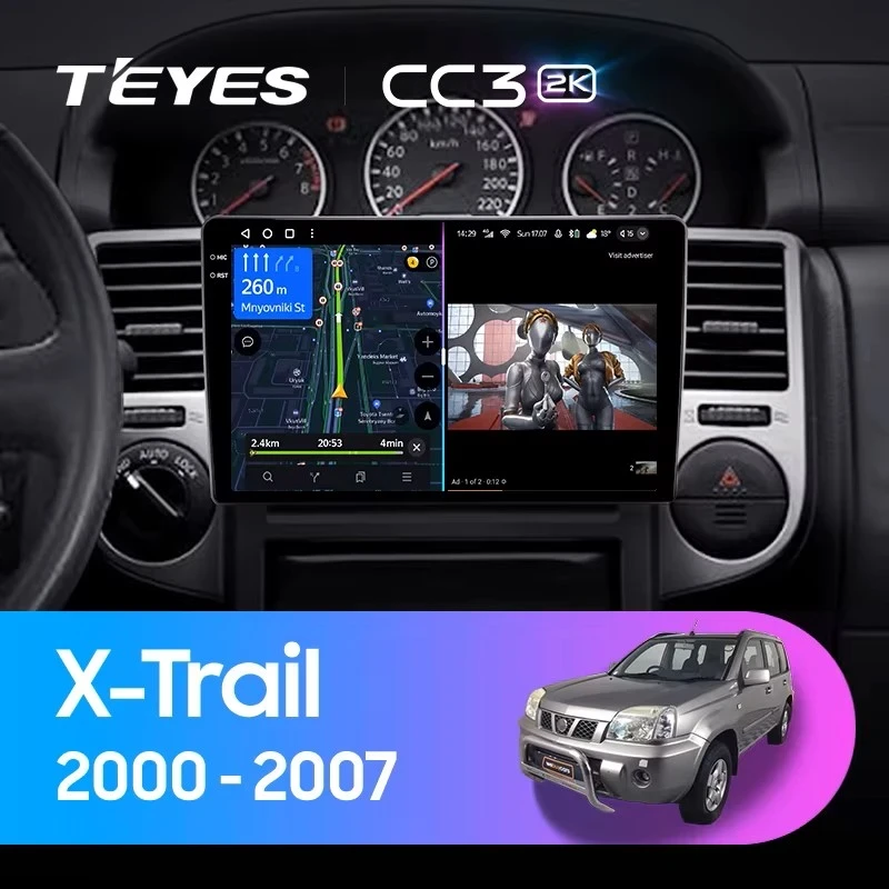 Штатная магнитола Teyes CC3 2K 360 6/128 Nissan X-Trail 1 T30 (2000-2007) F2
