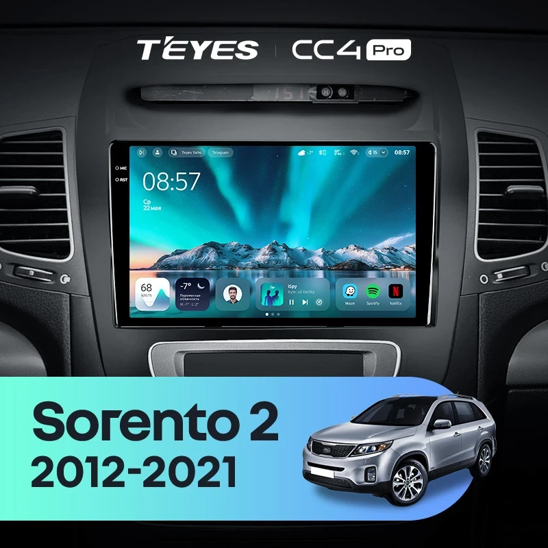 Штатная магнитола Teyes CC4 Pro 12/256 Kia Sorento 2 II XM (2012-2021) F3