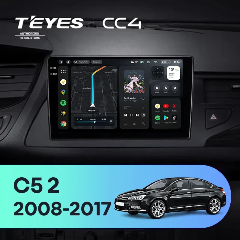 Штатная магнитола Teyes CC4 8/128 Citroen C5 2 (2008-2017) F2 (0din) F2