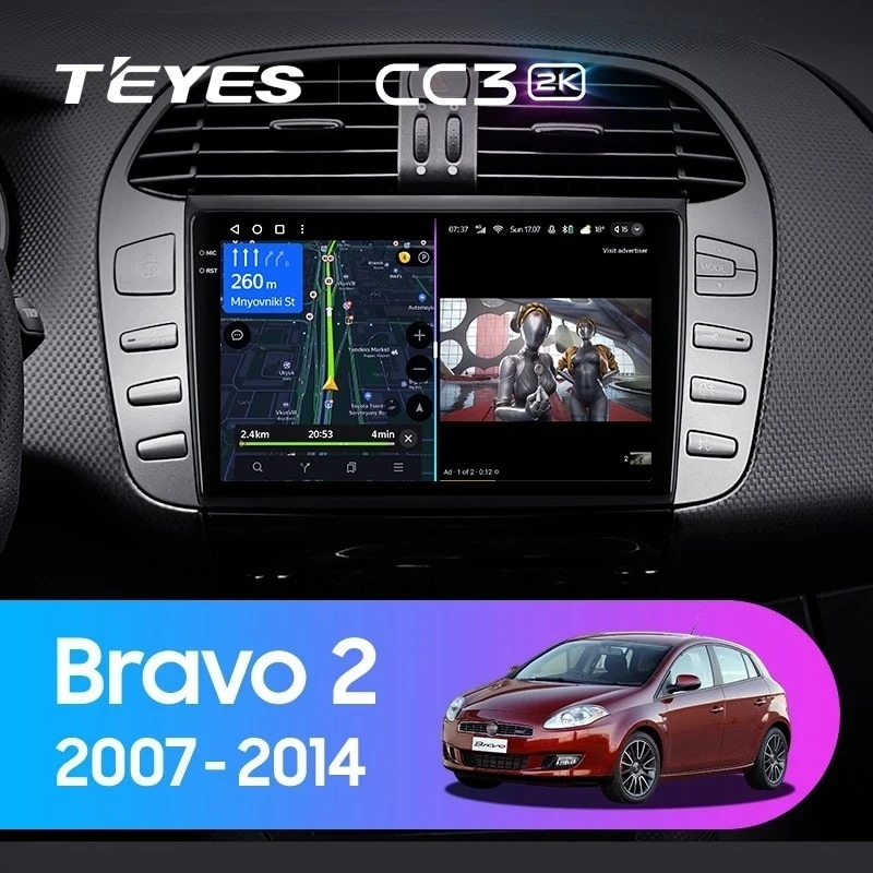 Штатная магнитола Teyes CC3 2K 4/64 Fiat Bravo 198 (2007-2014)