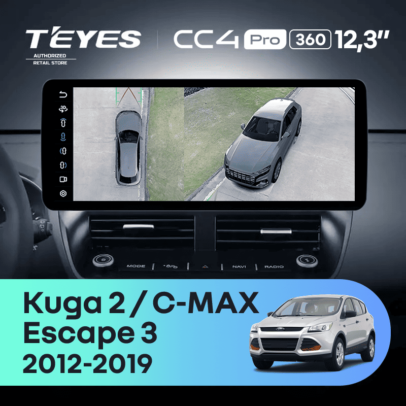 Штатная магнитола Teyes CC4 Pro 12.3" 360 8/128 Ford Kuga 2 (2012-2019)