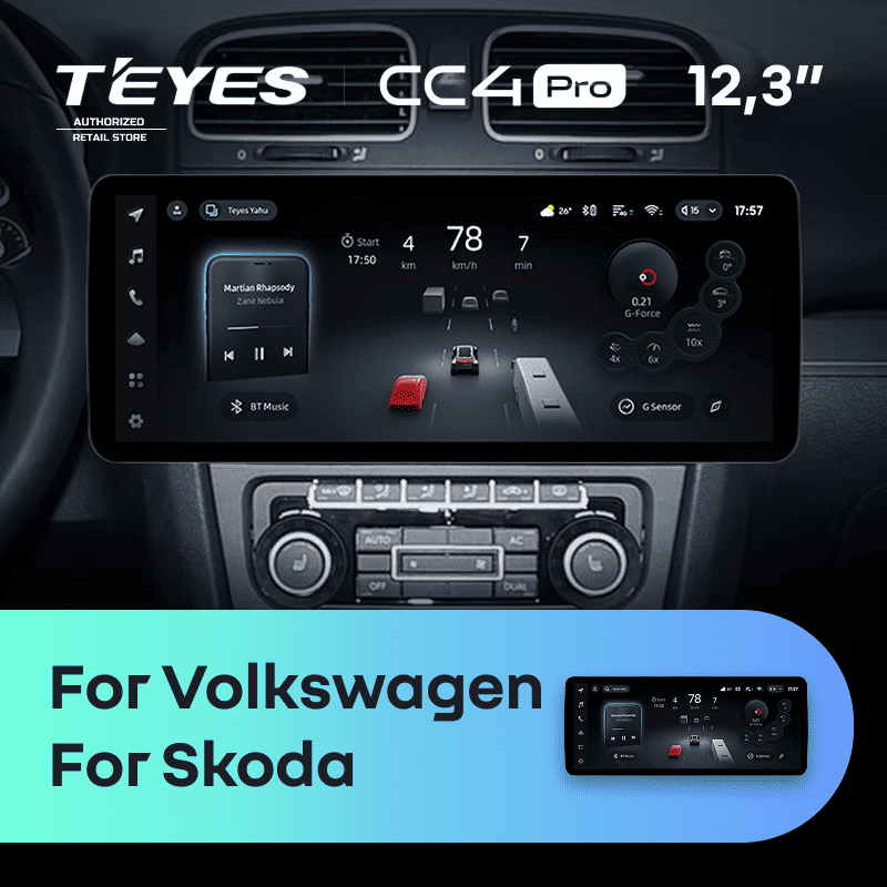 Штатная магнитола Teyes CC4 Pro 12.3" 12/256 Volkswagen Bora (2008-2012)