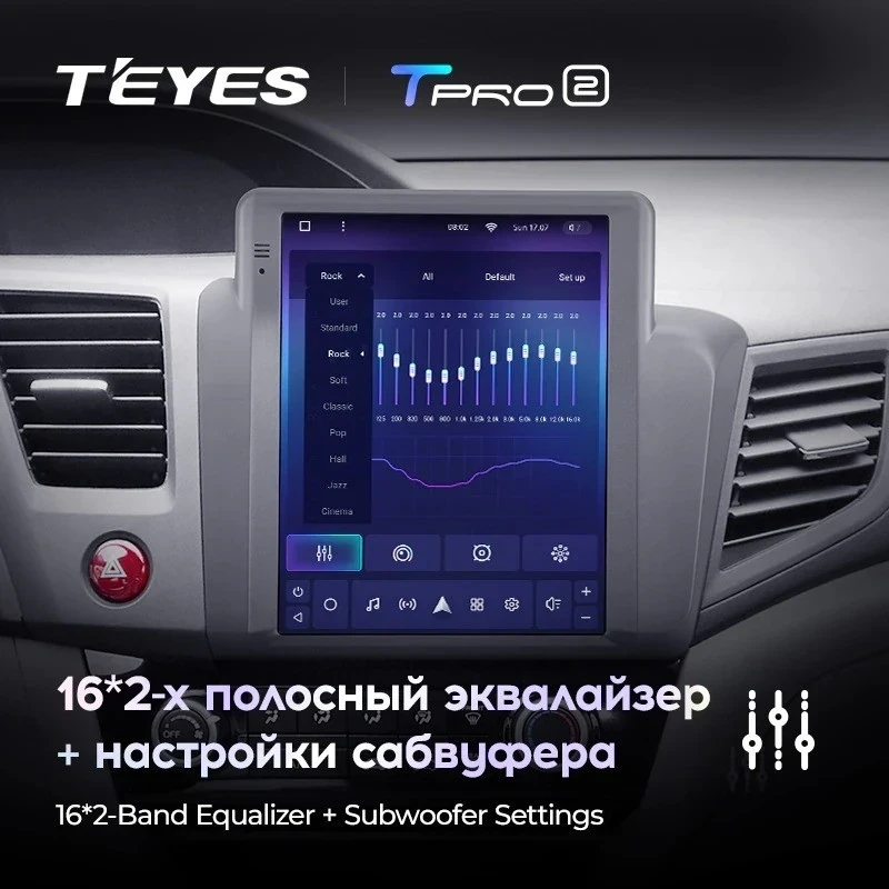 Штатная магнитола Tesla style Teyes TPRO 2 6/128 Honda Civic 9 FB FK FD (2011-2015)
