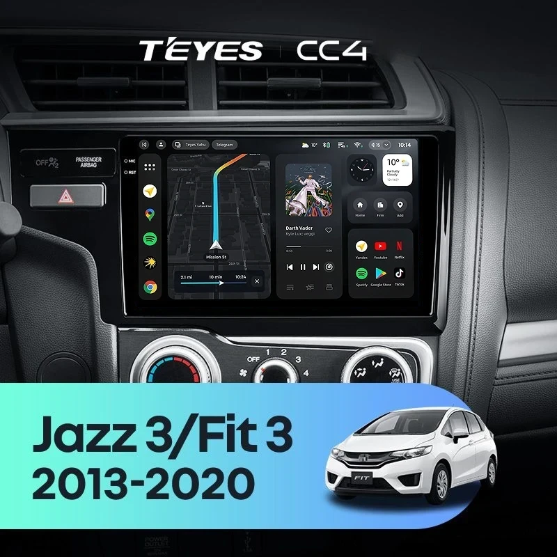 Штатная магнитола Teyes CC4 8/128 Honda Fit 3 GP GK (2013-2020) Тип-B
