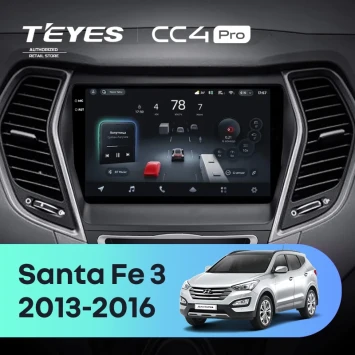 Штатная магнитола Teyes CC4 Pro 8/128 Hyundai Santa Fe 3 (2013-2016) Тип-A