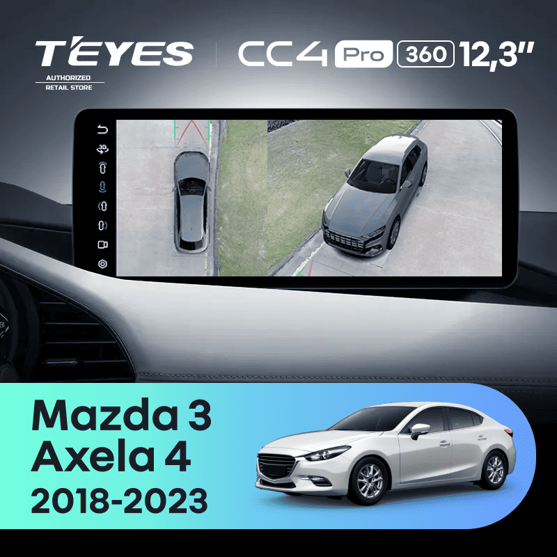 Штатная магнитола Teyes CC4 Pro 12.3" 360 8/128 Mazda 3 BP (2018-2023) Тип-A