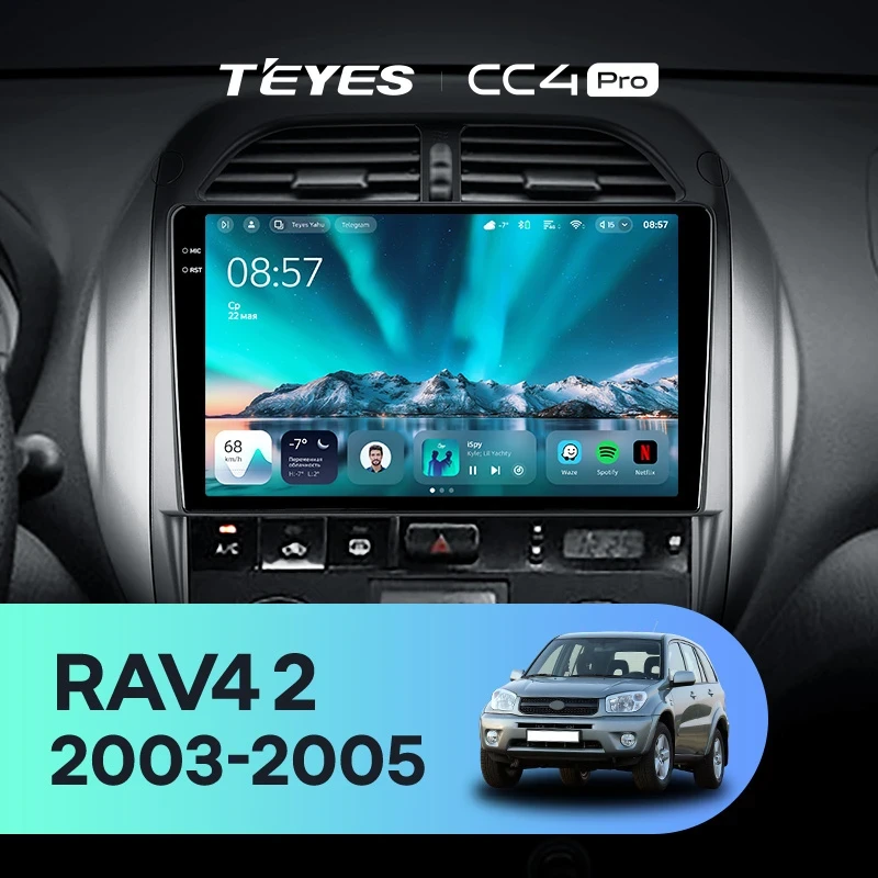 Штатная магнитола Teyes CC4 Pro 12/256 Toyota RAV4 2 CA20 CA20W XA20 (2003-2005) F4