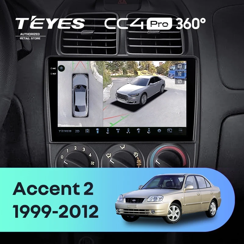 Штатная магнитола Teyes CC4 Pro 360 12/256 Hyundai Accent II LC2 (1999-2012) F1