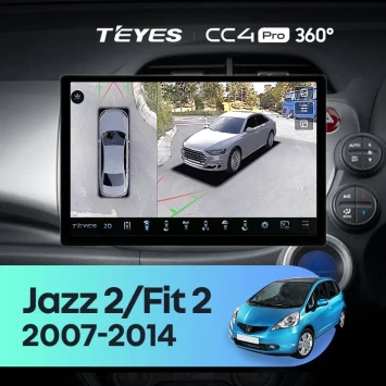 Штатная магнитола Teyes CC4 Pro 360 12/256 Honda Fit GE GP GE (2007-2014) Правый руль (13")