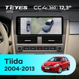 Штатная магнитола Teyes CC4 12.3" 360 8/128 Nissan Tiida C11 (2004-2013) (серая с кнопками на руле)