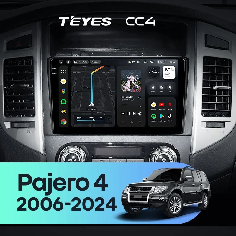 Штатная магнитола Teyes CC4 8/128 Mitsubishi Pajero 4 V80 V90 (2006-2024)