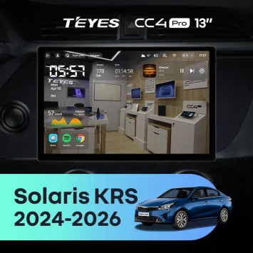 Штатная магнитола Teyes CC4 Pro 8/128 Solaris KRS (2024-2026) (13")
