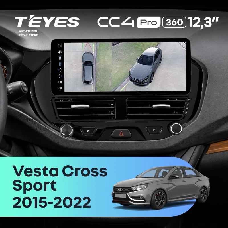 Штатная магнитола Teyes CC4 Pro 12.3" 360 12/256 LADA Vesta Cross Sport (2015-2022) Тип-B мультируль