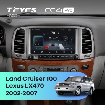 Штатная магнитола Teyes CC4 Pro 12/256 Toyota Land Cruiser 100 (2002-2007) F2 Тип-C