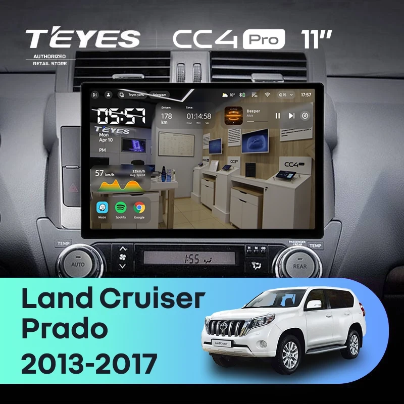 Штатная магнитола Teyes CC4 Pro 12/256 Toyota Land Cruiser Prado 150 (2013-2017) (11")