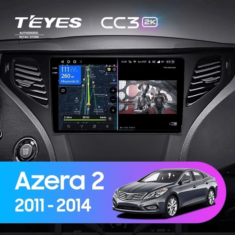 Штатная магнитола Teyes CC3 2K 4/32 Hyundai Azera 2 (2011-2014) F2