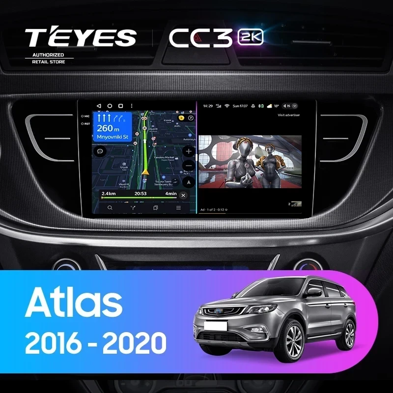 Штатная магнитола Teyes CC3 2K 6/128 Geely Atlas NL-3 (2016-2022)