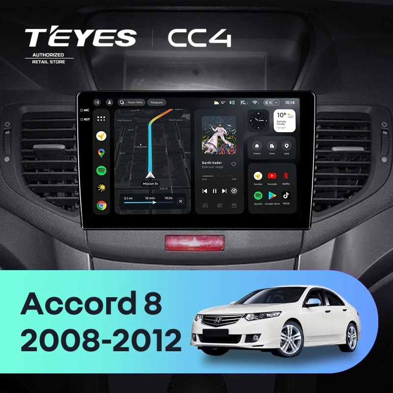 Штатная магнитола Teyes CC4 8/128 Honda Accord 8 (2008-2012)