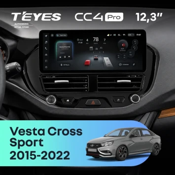 Штатная магнитола Teyes CC4 Pro 12.3" 8/128 LADA Vesta Cross Sport (2015-2022) Тип-B мультируль
