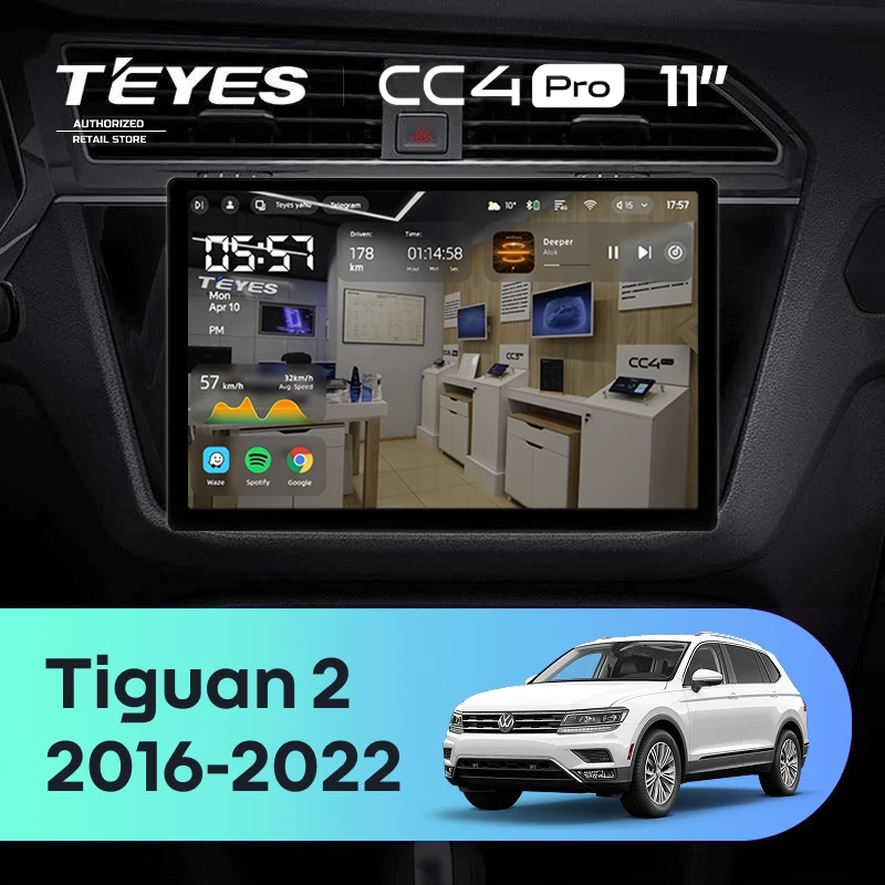 Штатная магнитола Teyes CC4 Pro 12/256 Volkswagen Tiguan 2 (2016-2022) Тип-A (11")