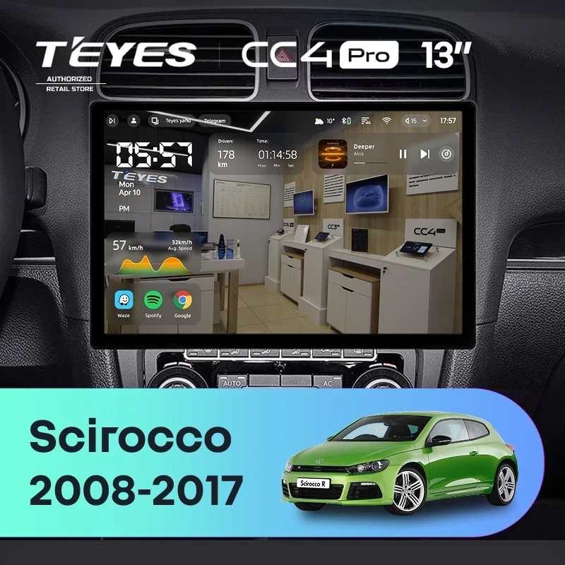 Штатная магнитола Teyes CC4 Pro 8/128 Volkswagen Scirocco (2008-2017) (13")