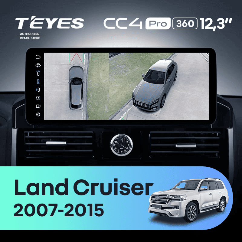Штатная магнитола Teyes CC4 Pro 12.3" 360 8/128 Toyota Land Cruiser 200 (2007-2015) Тип-A