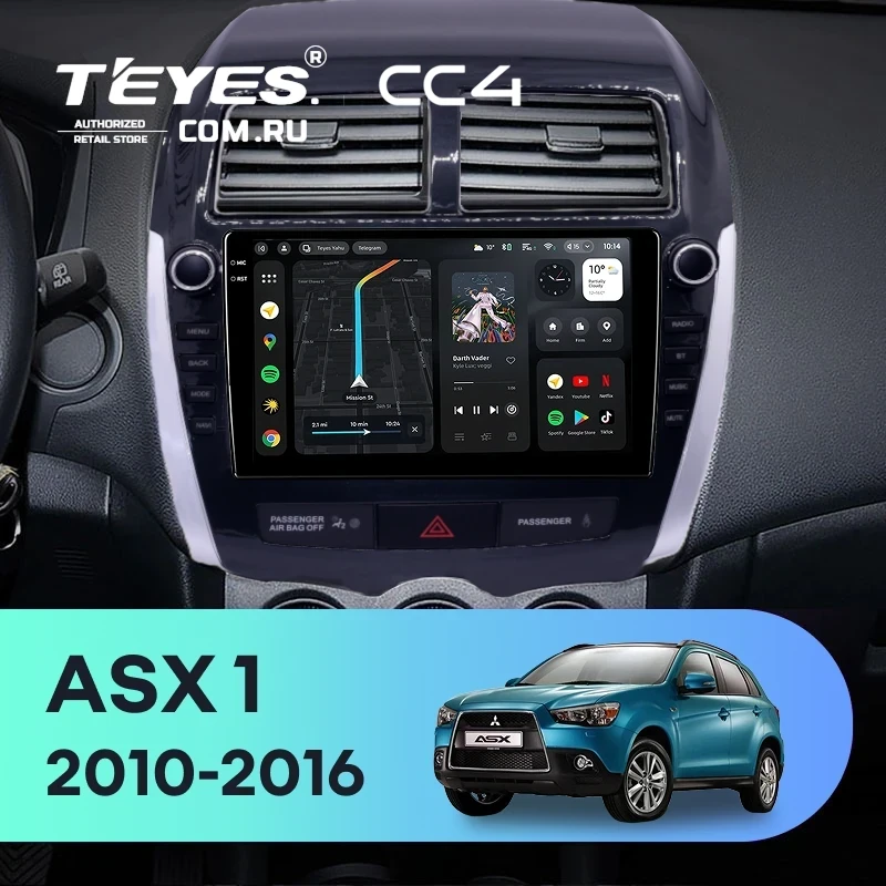Штатная магнитола Teyes CC4 6/64 Mitsubishi ASX 1 (2010-2016) F2 Тип-B (9")