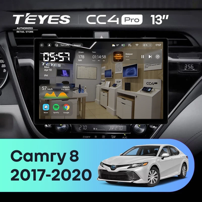Штатная магнитола Teyes CC4 Pro 8/128 Toyota Camry 8 XV 70 (2017-2020) F1 (13")