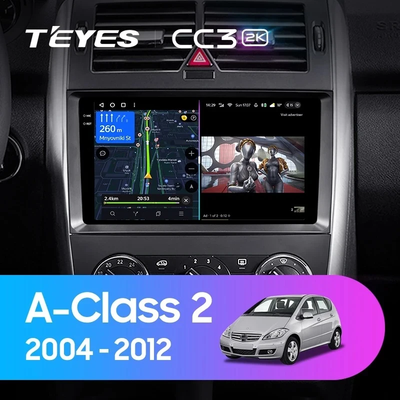 Штатная магнитола Teyes CC3 2K 360 6/128 Mercedes-Benz A-Class 2 W169 C169 (2004-2012)