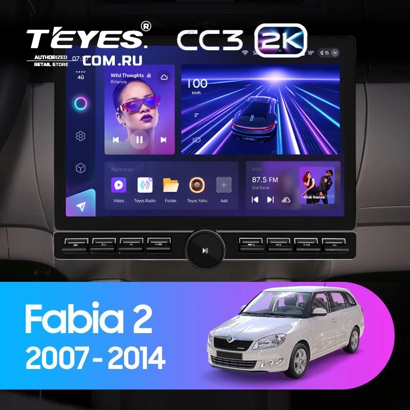 Штатная магнитола Teyes CC3 2K 6/128 Skoda Fabia 2 (2007-2014) (13" с кнопками) (10 inch Universal)