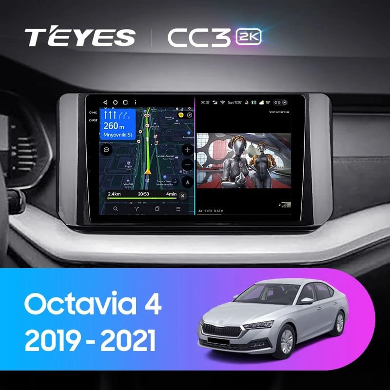 Штатная магнитола Teyes CC3 2K 4/64 Skoda Octavia 4 A8 (2019-2021)