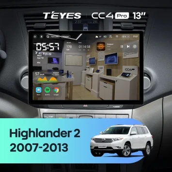 Штатная магнитола Teyes CC4 Pro 12/256 Toyota Highlander 2 XU40 (2007-2013) F2 (13")