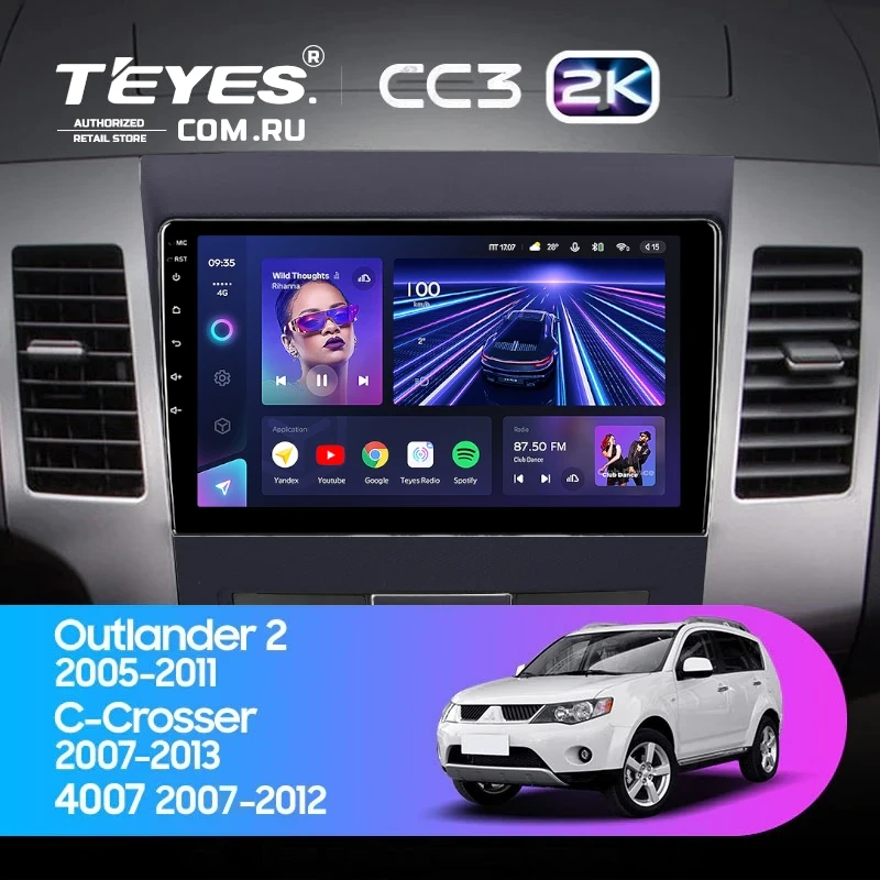 Штатная магнитола Teyes CC3 2K 4/64 Citroen C-Crosser 1 (2007-2013) F2 Тип-A