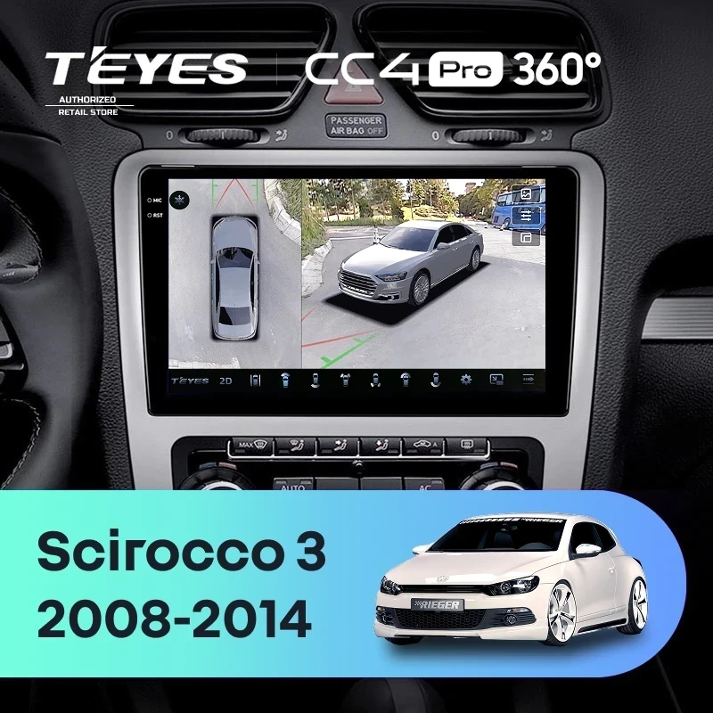 Штатная магнитола Teyes CC4 Pro 360 8/128 Volkswagen Scirocco 3 (2008-2014) F3 (Серая)