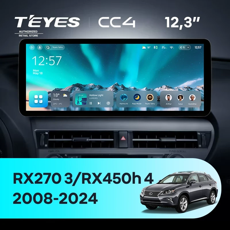 Штатная магнитола Teyes CC4 12.3" 8/128 Lexus RX270 3 RX450h 3 AL10 (2008-2015) Тип-B