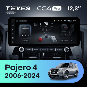 Штатная магнитола Teyes CC4 Pro 12.3" 8/128 Mitsubishi Pajero 4 V80 V90 (2006-2024) Тип-B