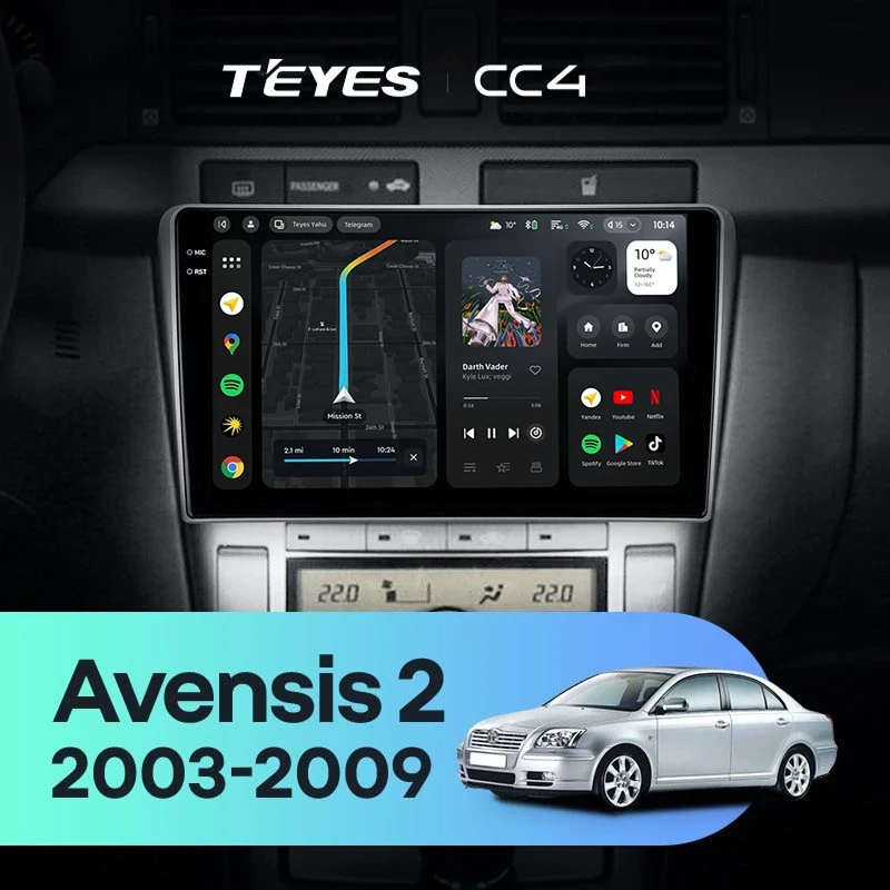 Штатная магнитола Teyes CC4 6/64 Toyota Avensis T250 (2003-2009)