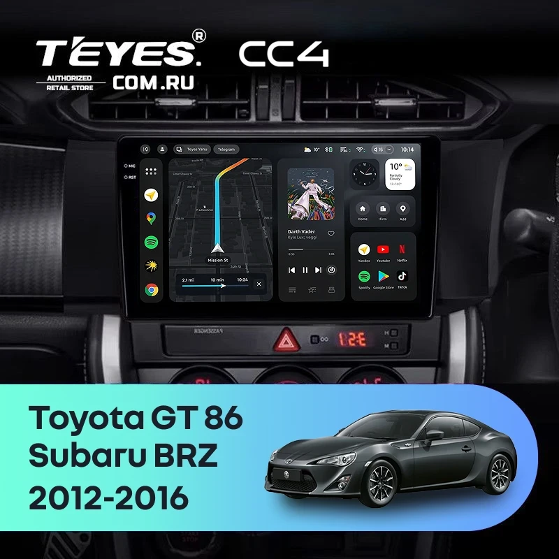 Штатная магнитола Teyes CC4 8/128 Subaru BRZ (2012-2016) Правый руль